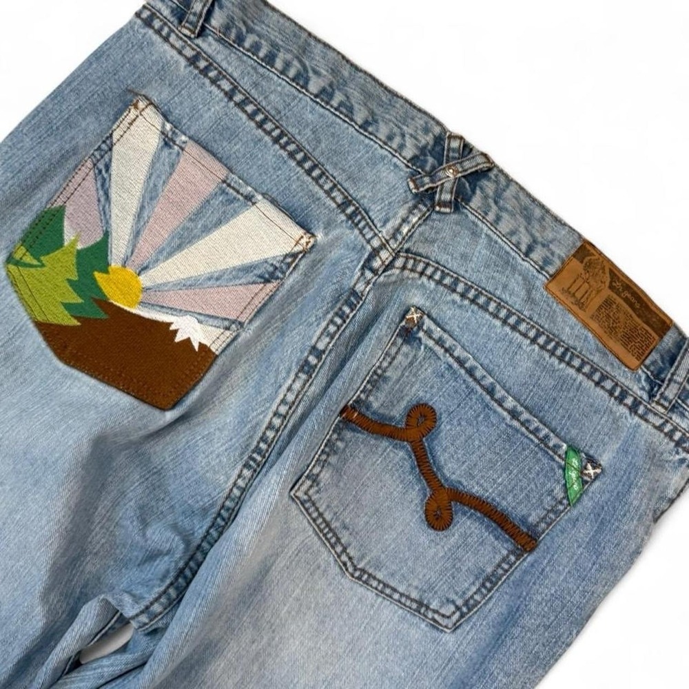 Vintage LRG Embroidered Back Pocket Baggy Jeans Men's 38x35 Skater Grunge Y2K